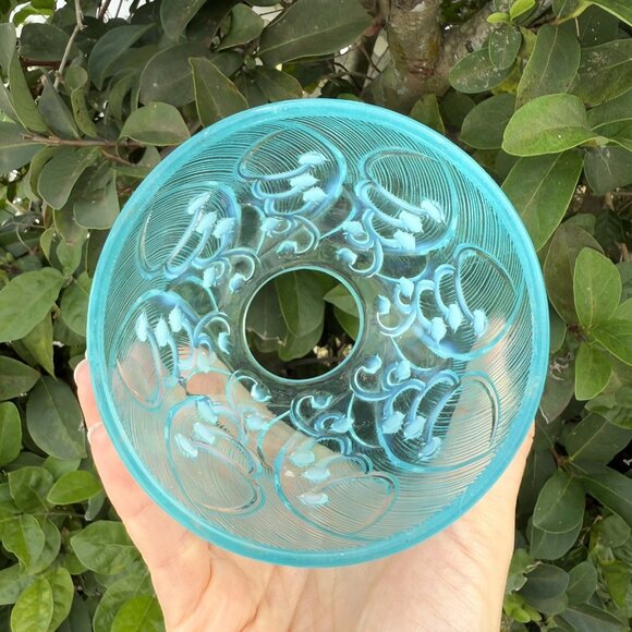 Fenton ICE BLUE Opalescent Lily Of The Valley Glass Fairy Lamp 7” EXCELLENT - Picture 5 of 8